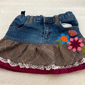 4T super cute denim skirt with flower patches